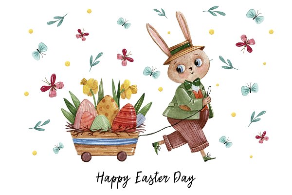 Download Watercolor cute Easter bunny boy