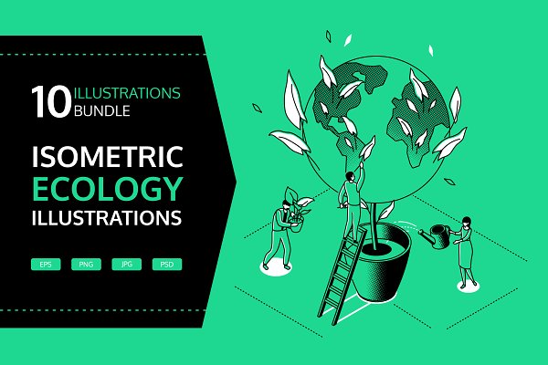Download Ecology Line Isometric Illustrations
