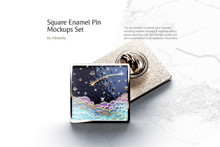 Download Square Enamel Pin Mockups Set