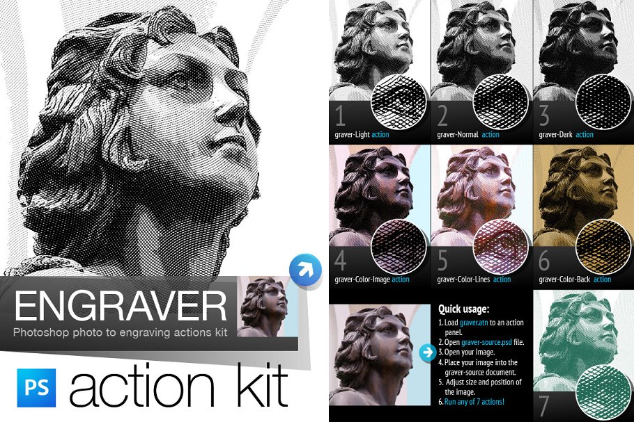 Download Engrave Photoshop Actions Kit
