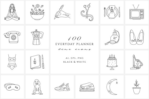 Download Everyday Planner Line Icon Set