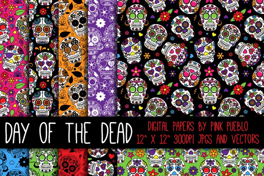Download Day of the Dead Skulls Patterns