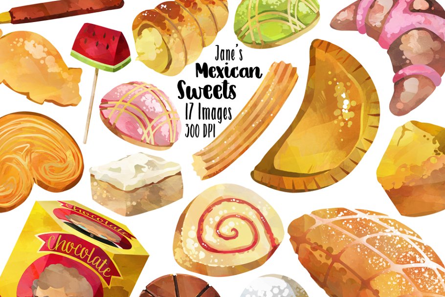 Download Watercolor Mexican Sweets Clipart