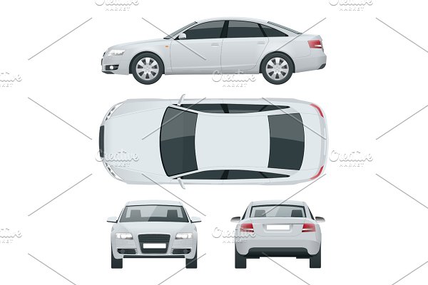 Download Business sedan vehicle. Car template vector isolated illustration View fron...