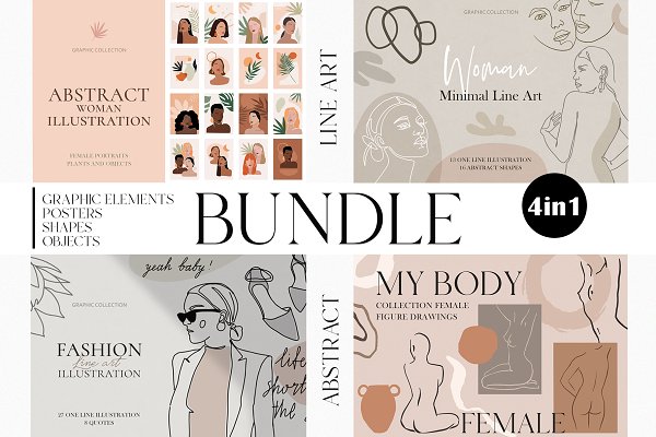 Download Abstract & Line Art BUNDLE - 4in1