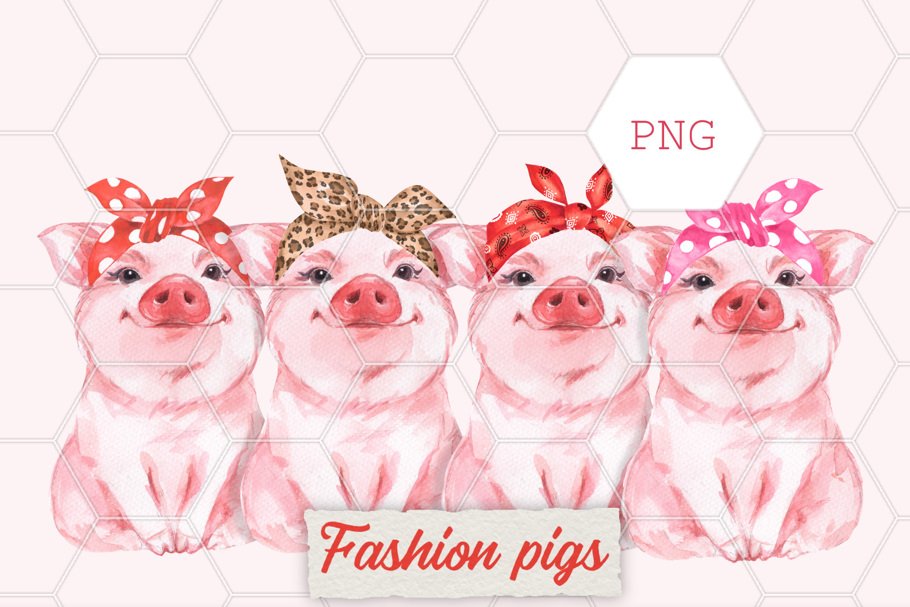 Download Fashion pigs. Watercolor
