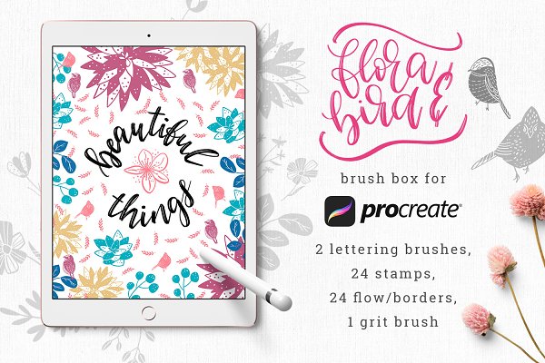 Download Flora&Bird - Brush Box for Procreate