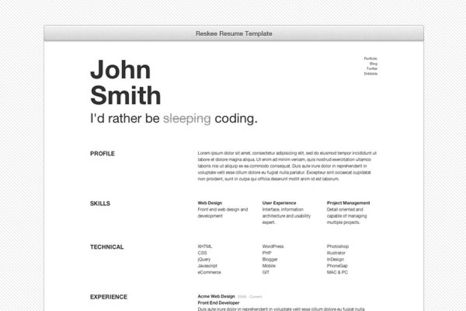 Download Reskee Resume Bootstrap 4 Template