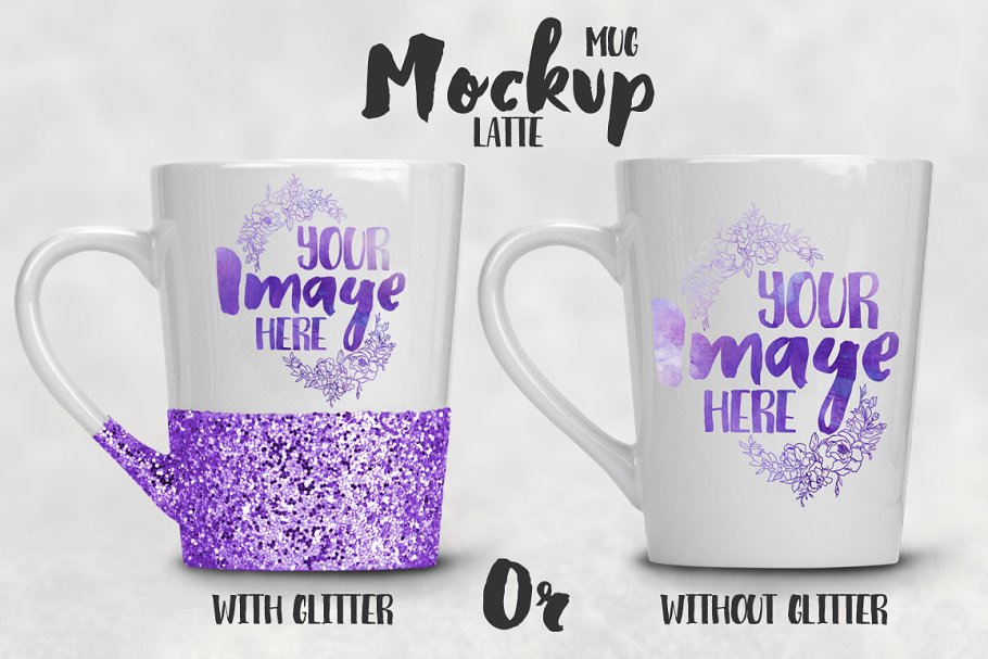 Download Tapered Glitter Latte Mug Mockup
