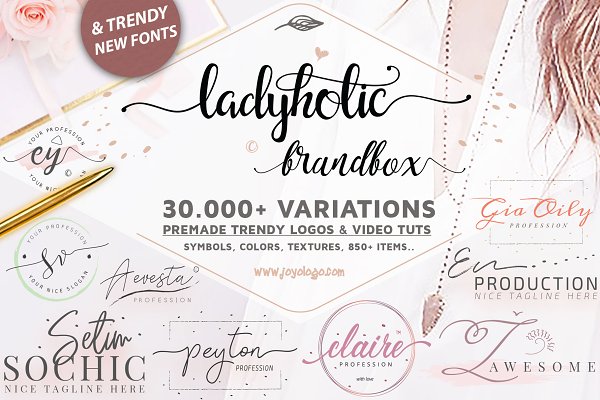 Download Ladyholic Premade Logo Branding Pack