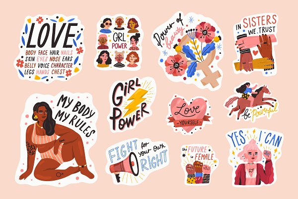Download Feminist lettering stickers