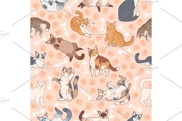 Download Cat pattern. Seamless texture with