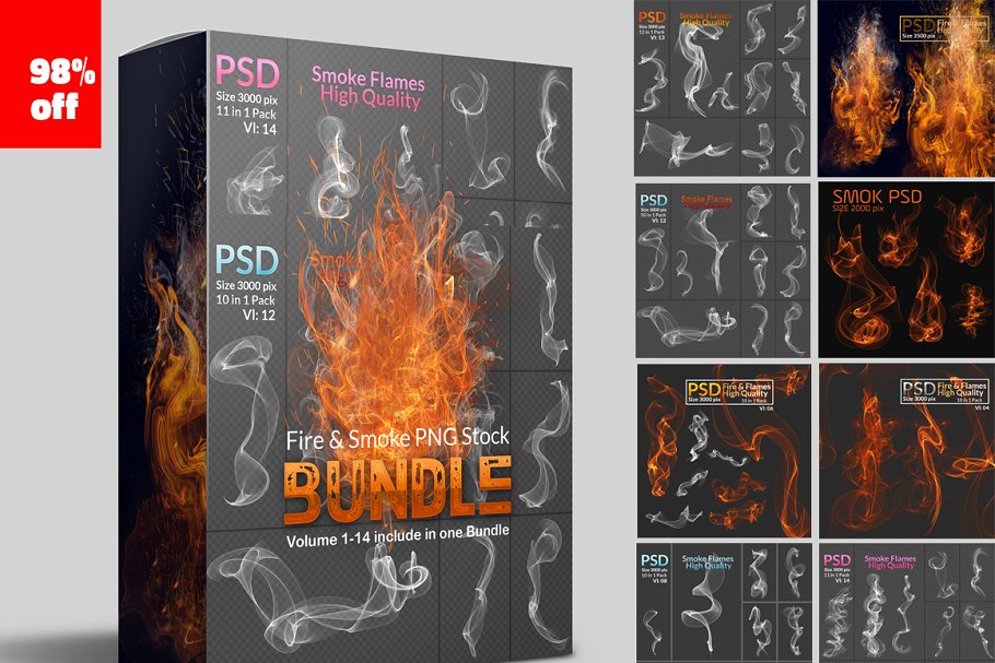 Download Fire & Smoke PNG Stock Bundle
