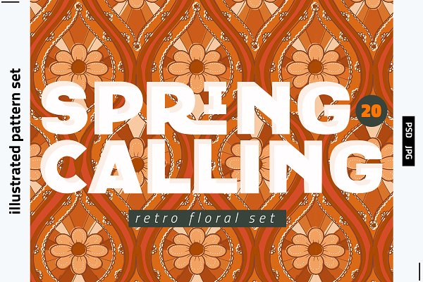 Download Retro Spring Floral Pattern Set