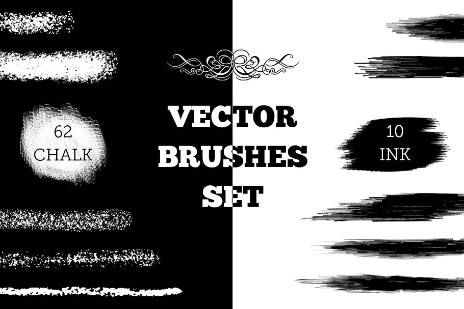 Download Vector chalk and ink brushes