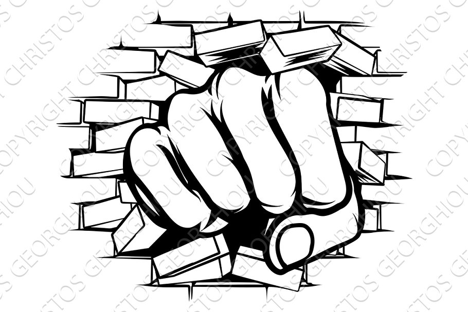 Download Punching Fist Through Brick Wall