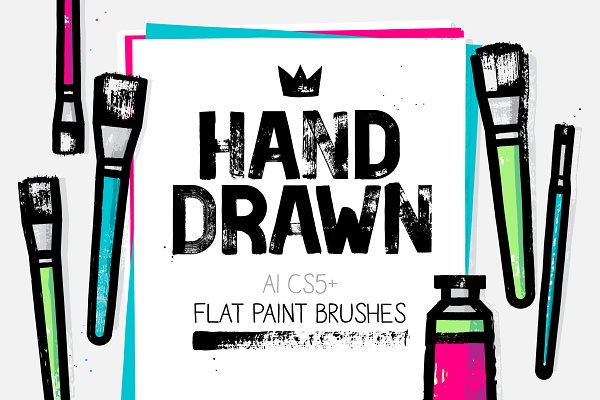 Download AI square head flat paint brushes
