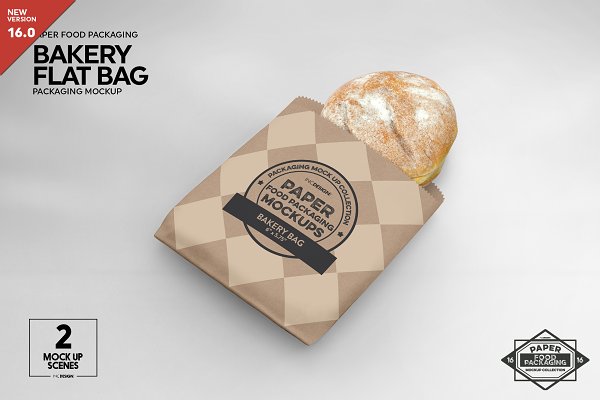 Download Flat Bakery Bags Packaging Mockup