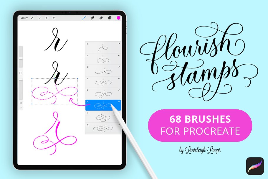 Download FLOURISH STAMPS FOR PROCREATE