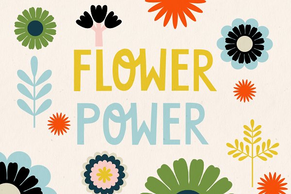 Download Retro Flower Power Illustration Pack
