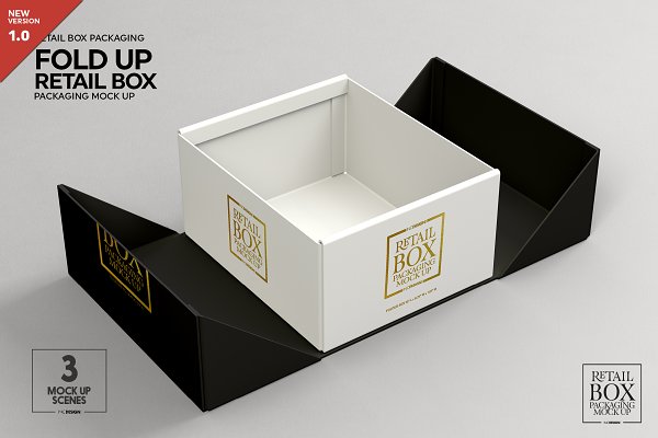 Download Fold Up Retail Box Packaging Mockup