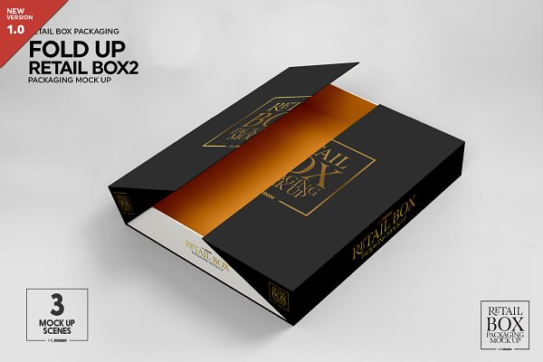 Download Fold Up Retail Thin Box Mockup