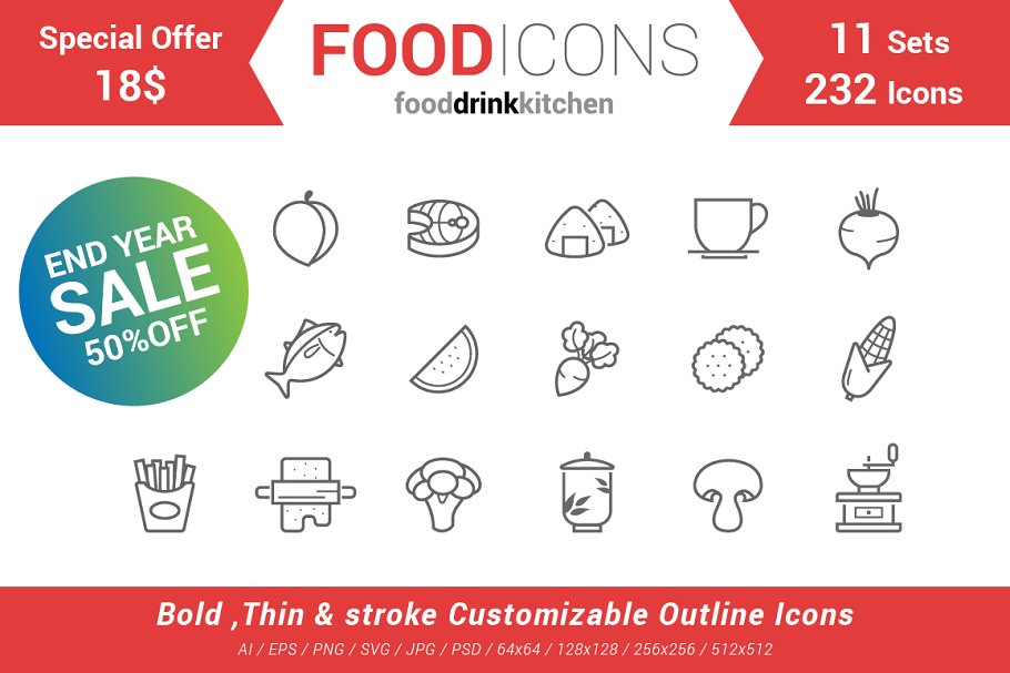 Download 232 Food Line Icon