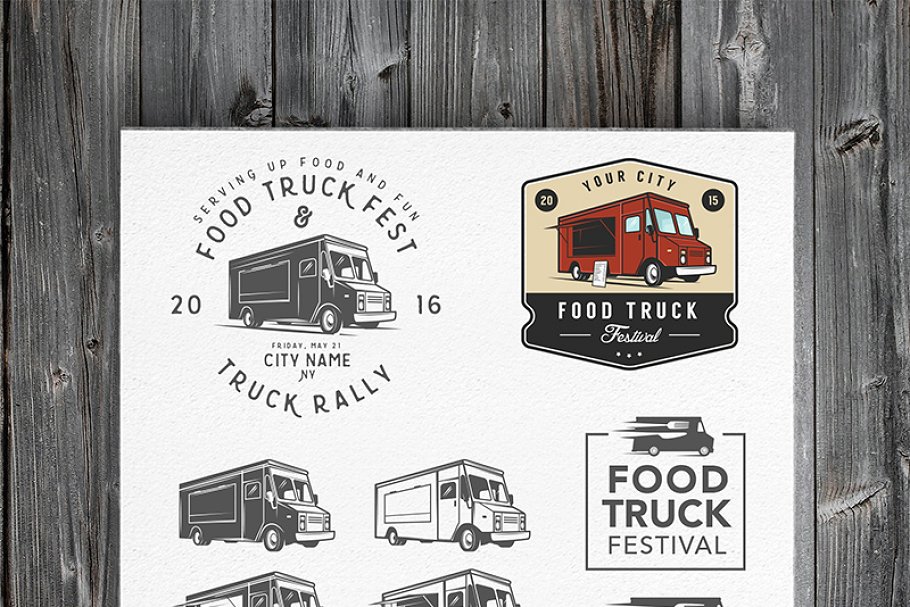 Download Food truck emblems & design elements