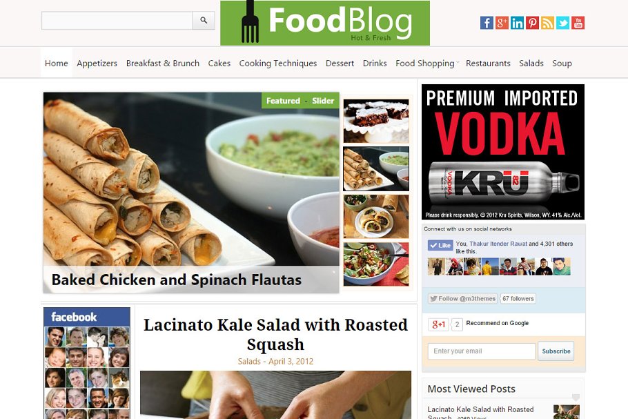 Download FoodBlog Food & Recipe WP Theme