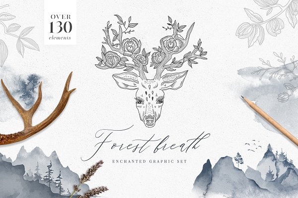 Download Forest Breath. Enchanted graphic set