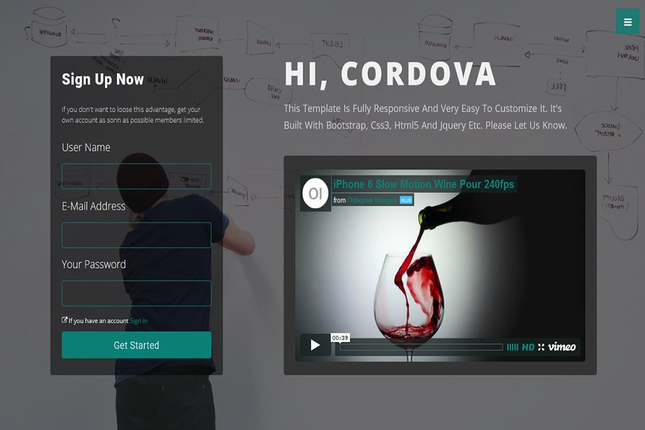 Download Cordova-Responsive One Page Template