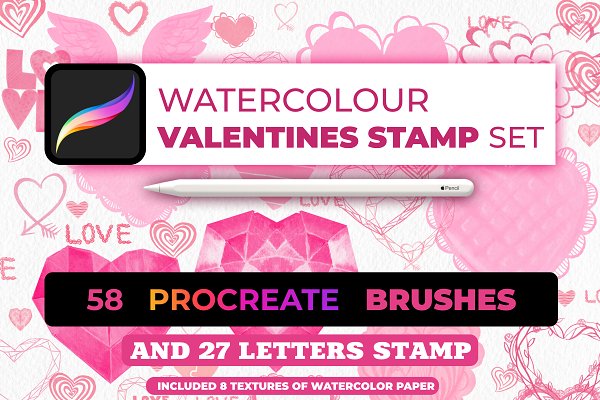 Download 85 Romantic Brush Stamps Procreate