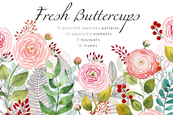 Download Fresh buttercups frames and patterns