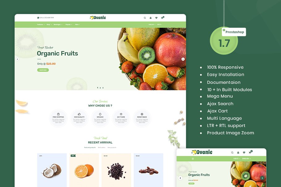 Download Ovanic - Organic & Food PrestaShop