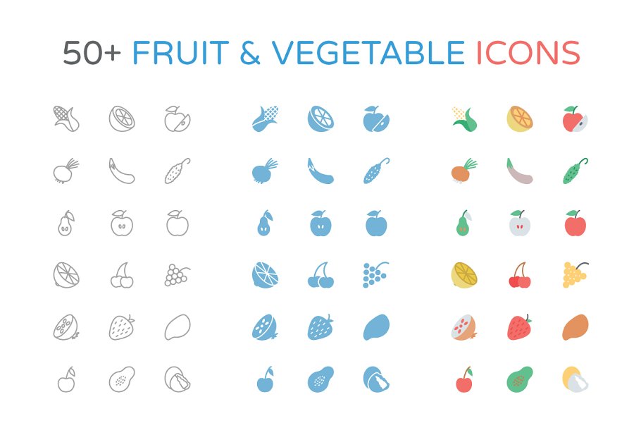 Download 50+ Fruit and Vegetable Icons