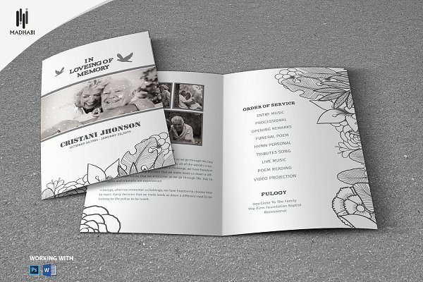 Download Black & White Style Funeral Template