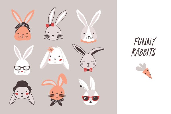Download Cute rabbit set