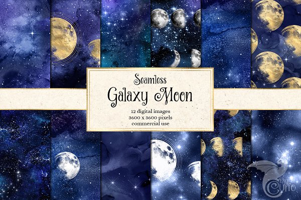 Download Galaxy Moon Digital Paper
