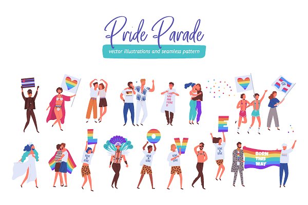 Download Pride parade set and seamless