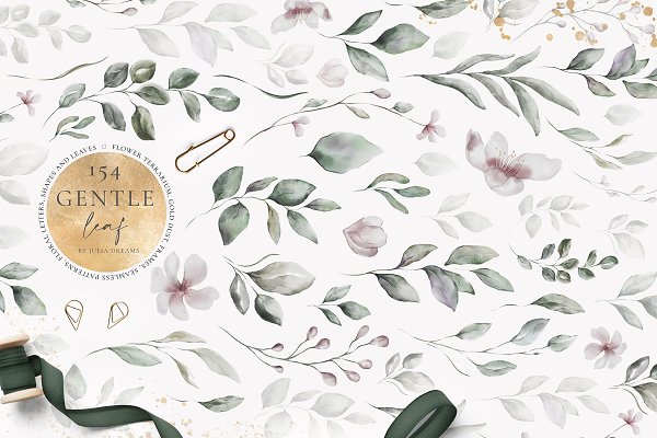 Download Gentle Leaf Watercolor Collection