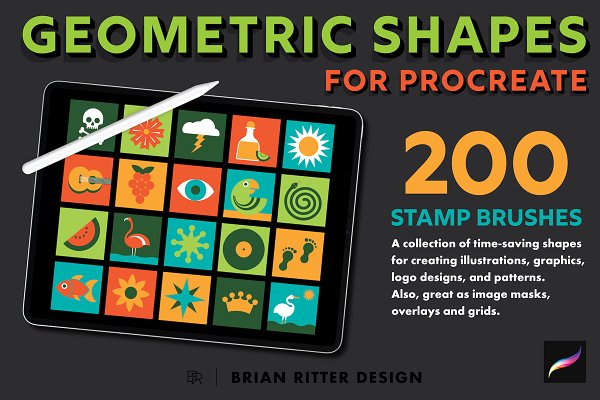 Download 200 Geometric Shapes for Procreate