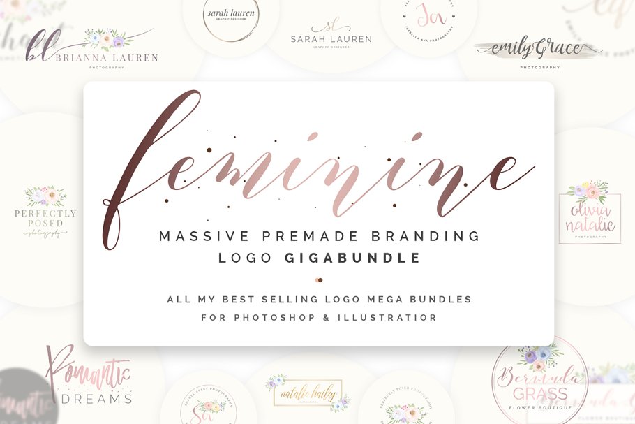 Download Feminine Premade Logo Gigabundle