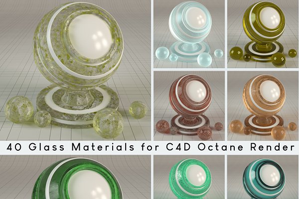 Download 40 Glass Materials for C4D Octane