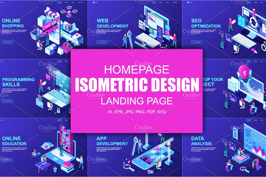 Download Isometric Landing Page Template
