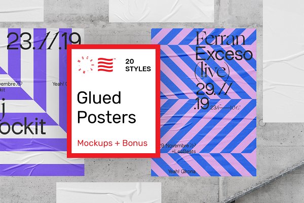 Download Glued Poster Mockups Scene Generator