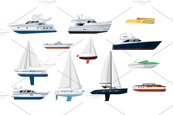 Download Motor boat and sailboat set