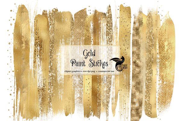 Download Gold Paint Strokes Clip Art