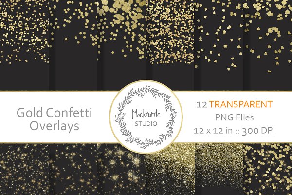 Download Gold Confetti Digital Overlays