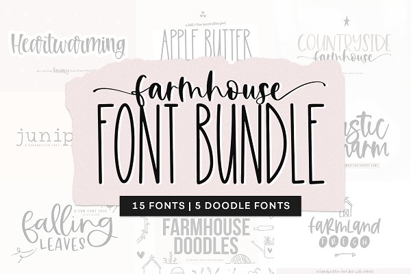 Download Farmhouse Font Bundle | 20 Fonts