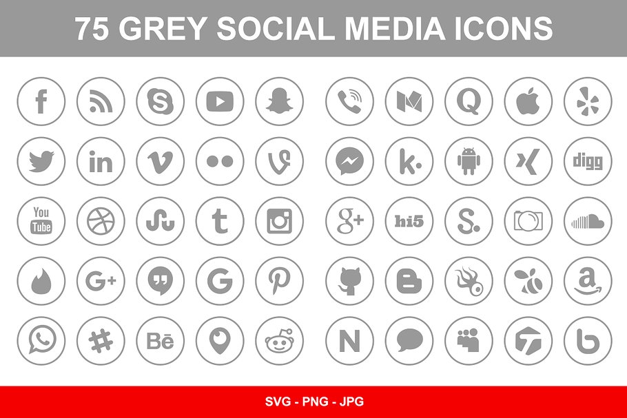 Download 75 Gray Social Media Icons